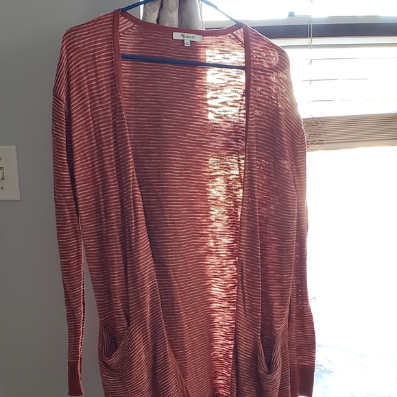 Madewell open front cardigan in rust